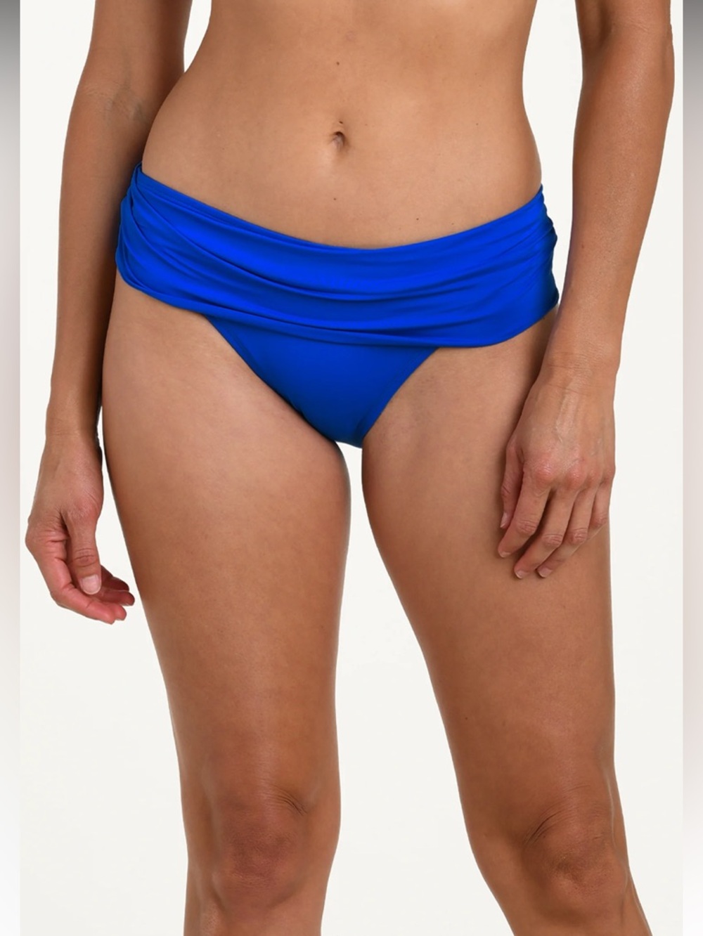 La Blanca Island Goddess Ruched Band Bikini Swim Bottoms in Blueberry Sz 16